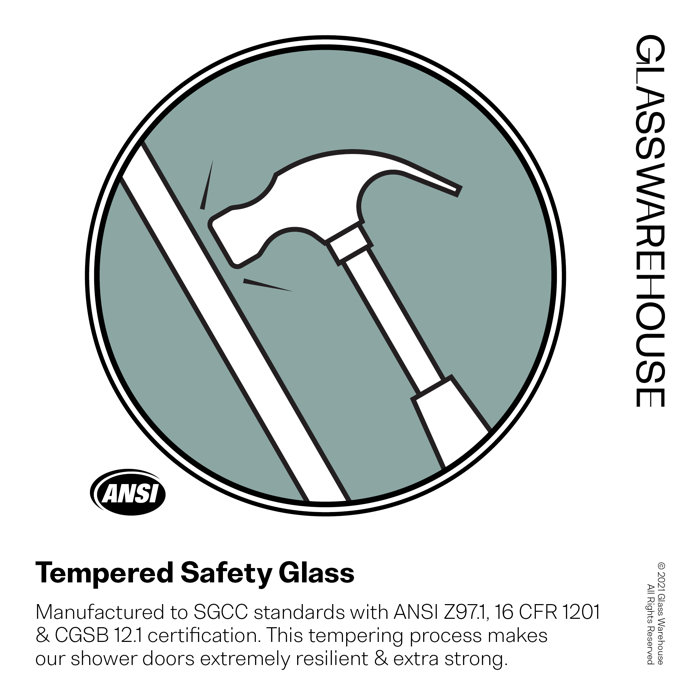 Glass Warehouse French Monture Noir 36" W x 78" H Frameless Fixed Glass